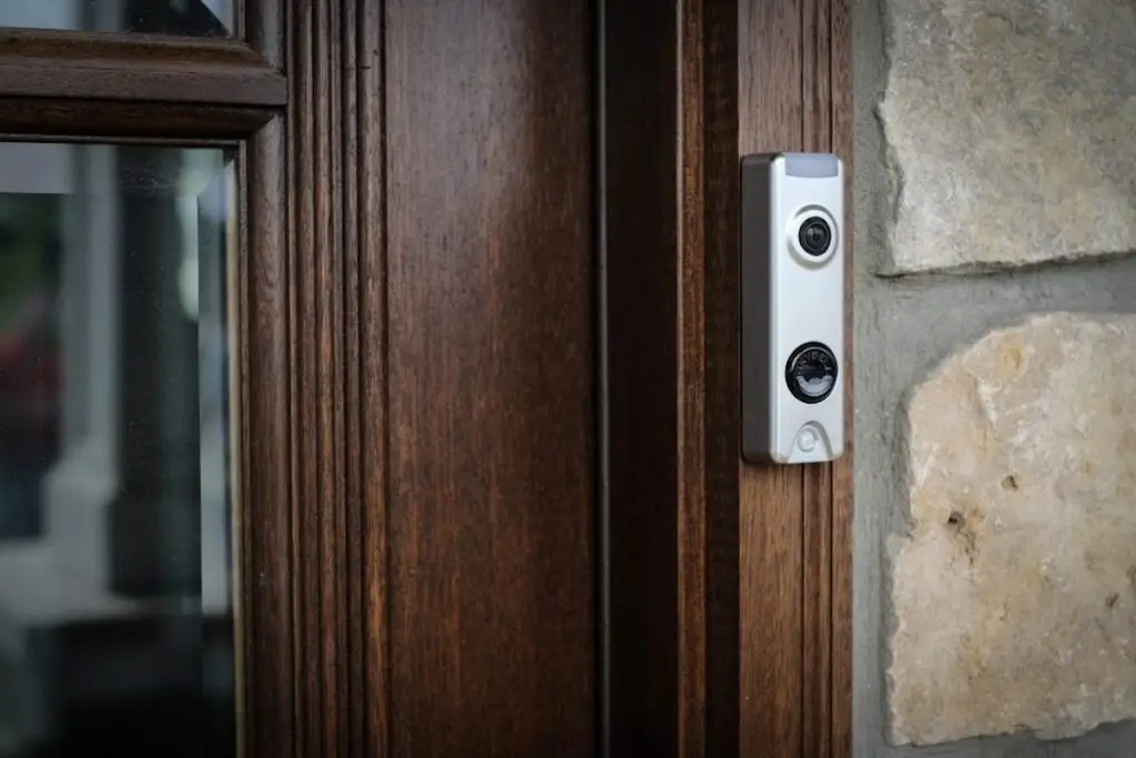 Video doorbell mounted on front door